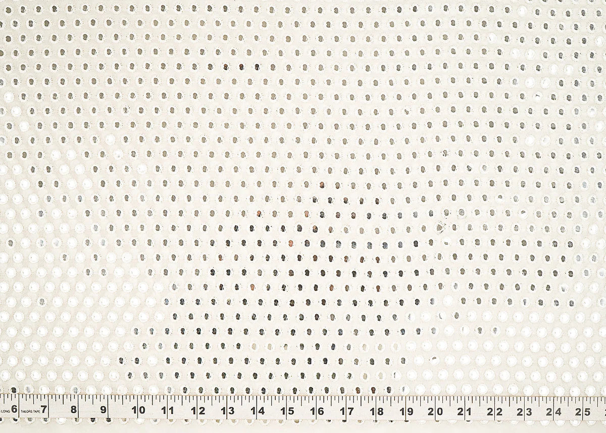 White Dyeable Georgette Fabric With All Over Faux Mirror And Thread Work PG-148