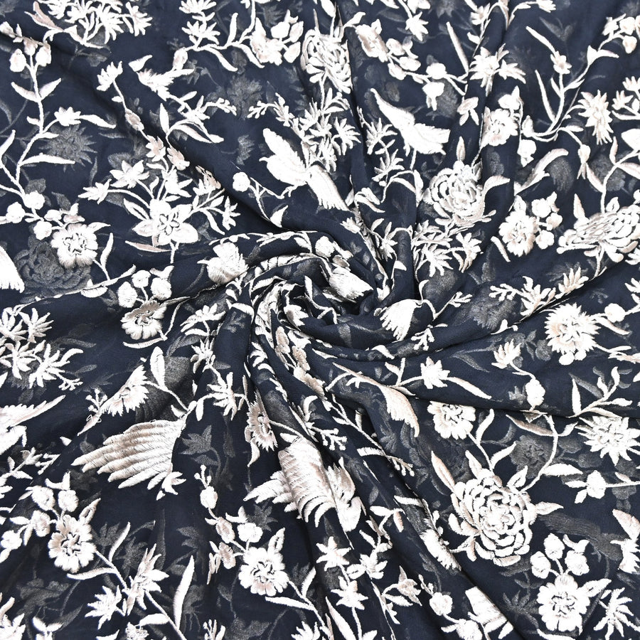 VISCOSE GEORGETTE PARSI EMBROIDERY FABRIC AR-1017