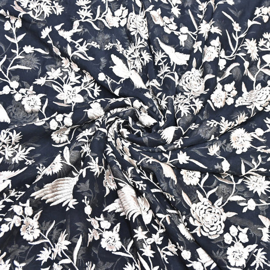 VISCOSE GEORGETTE PARSI EMBROIDERY FABRIC AR-1017