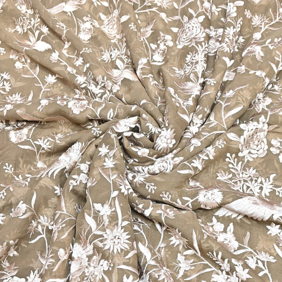VISCOSE GEORGETTE PARSI EMBROIDERY FABRIC AR- 1019