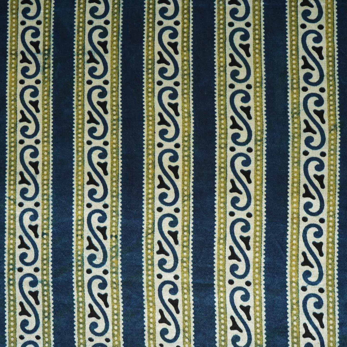 Teal Blue stripes Print Mashru Silk Fabric