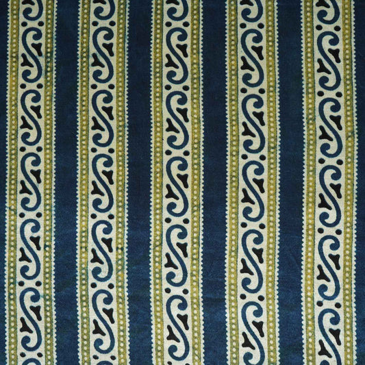 Teal Blue stripes Print Mashru Silk Fabric