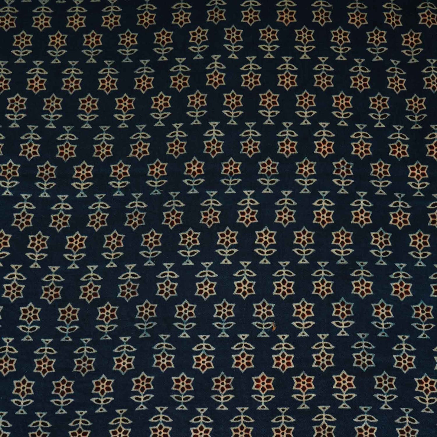 Teal Blue Floral Print Mashru Silk Fabric - Design 4