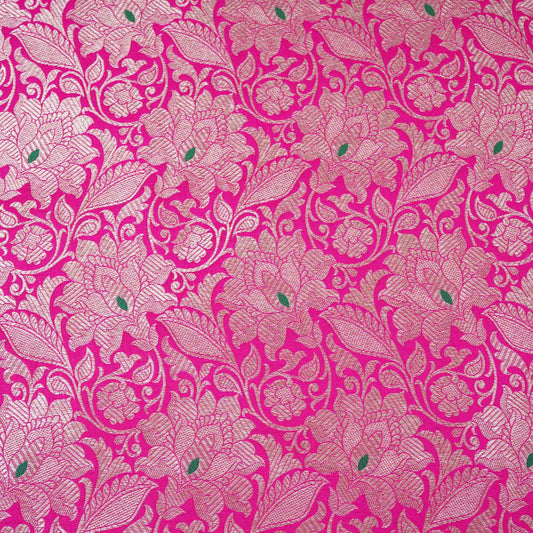 Pink Silver Jaal Brocade Fabric