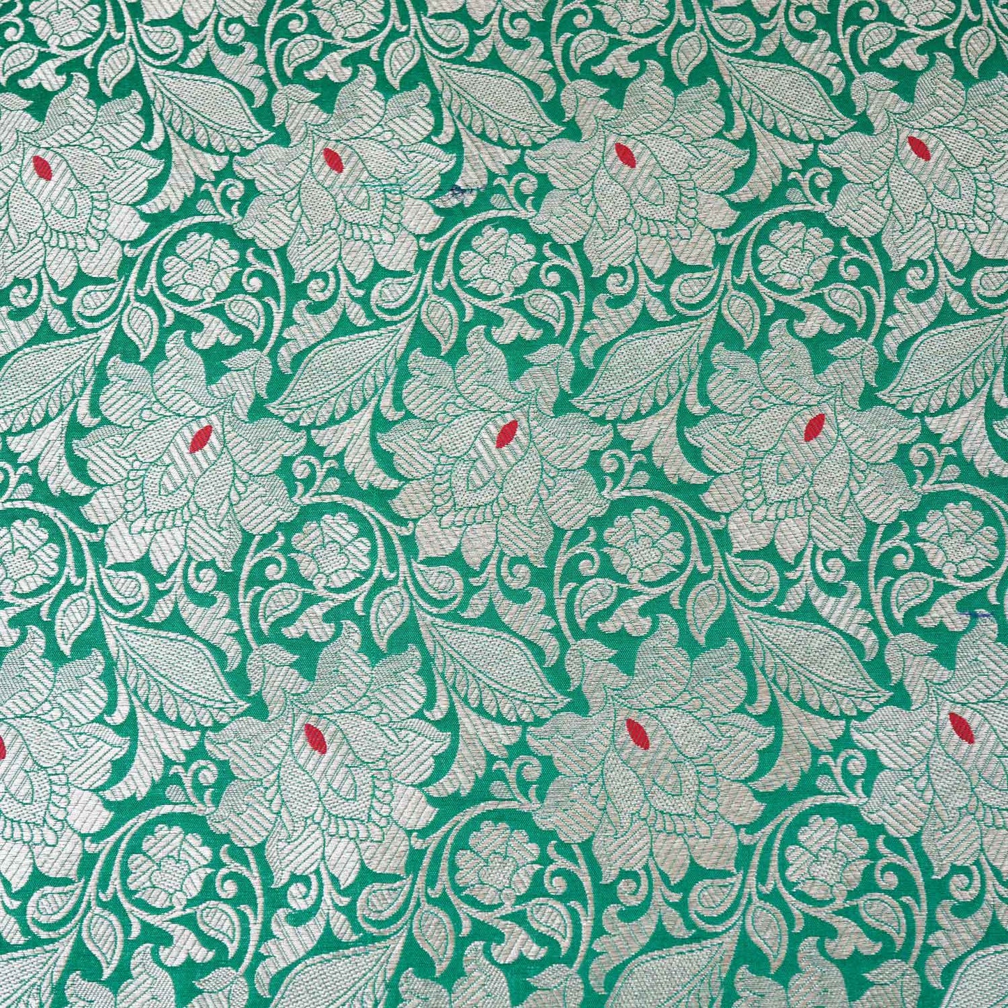 Green Silver Jaal Brocade Fabric