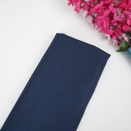 Navy Blue Check Weave Suiting Fabric