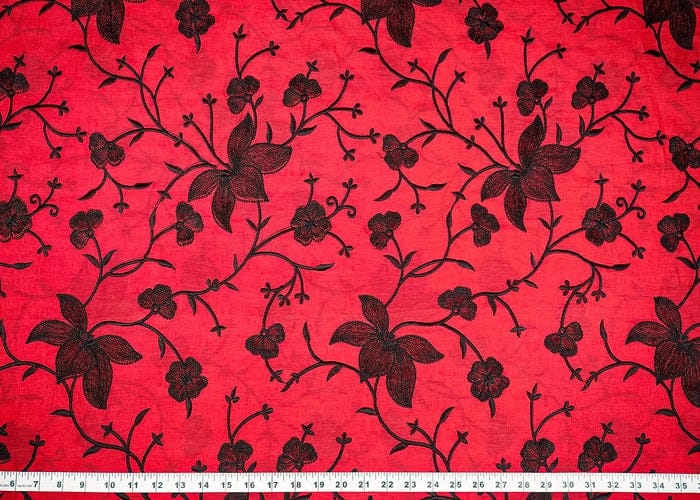 Red Chanderi Fabric With All Over Thread Work PG-101