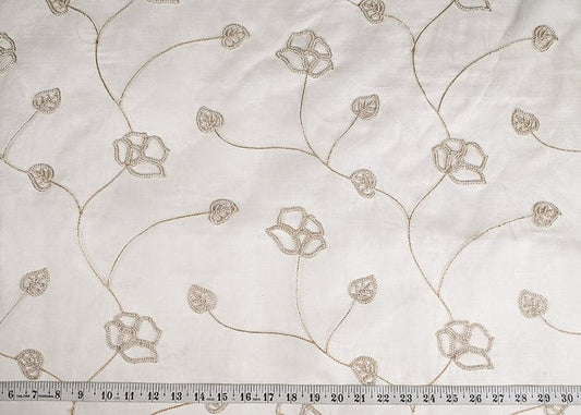 White Dyeable Pure Organza Fabric With All Over Zari And Beads Work PG-102