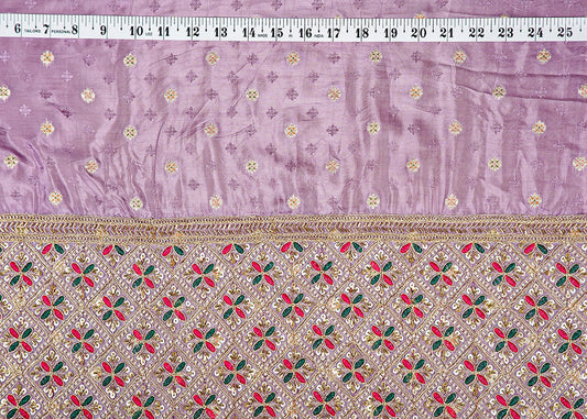 Lavender Silk Fabric With All Over Zari Buti With One Side Zari, Thread and Sequins Work Border PG 16001