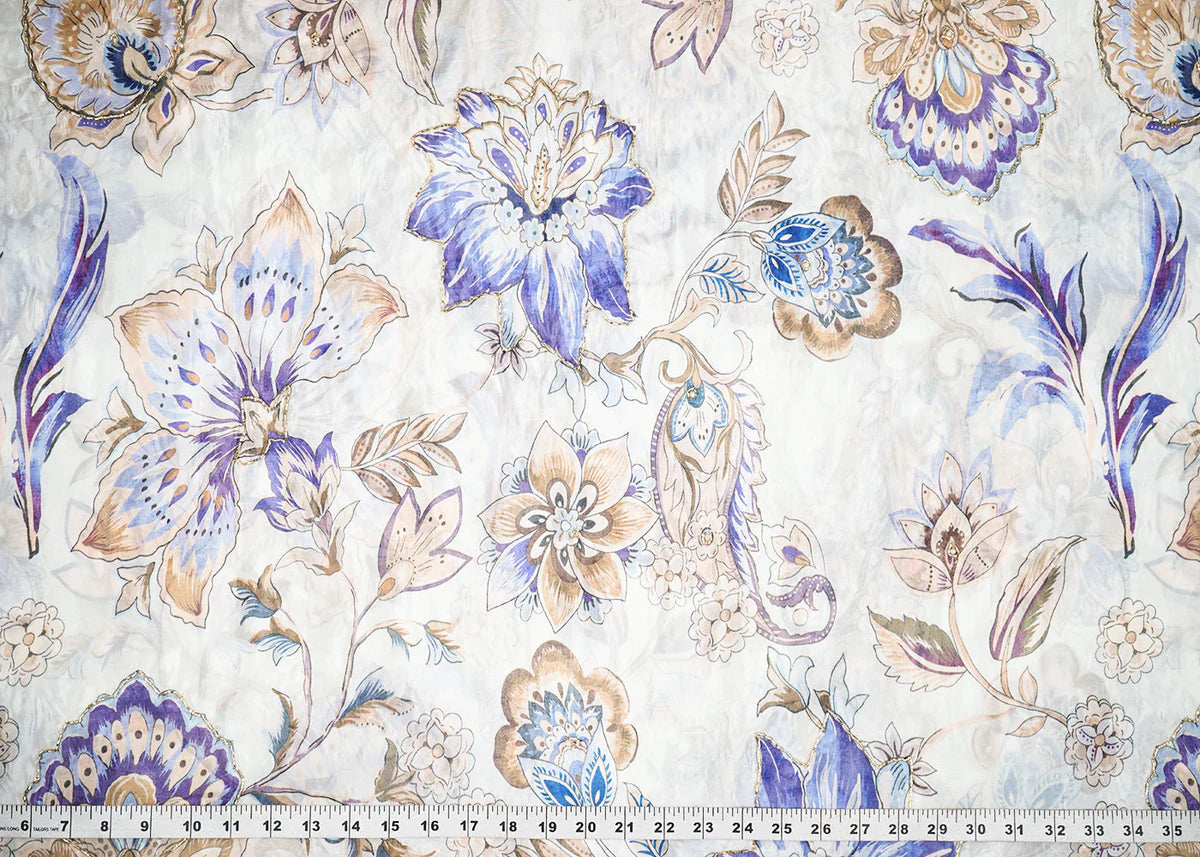 Tara Sutaria Inspired Edition Off White Embroidered Organza Unstitched Fabric PG-141