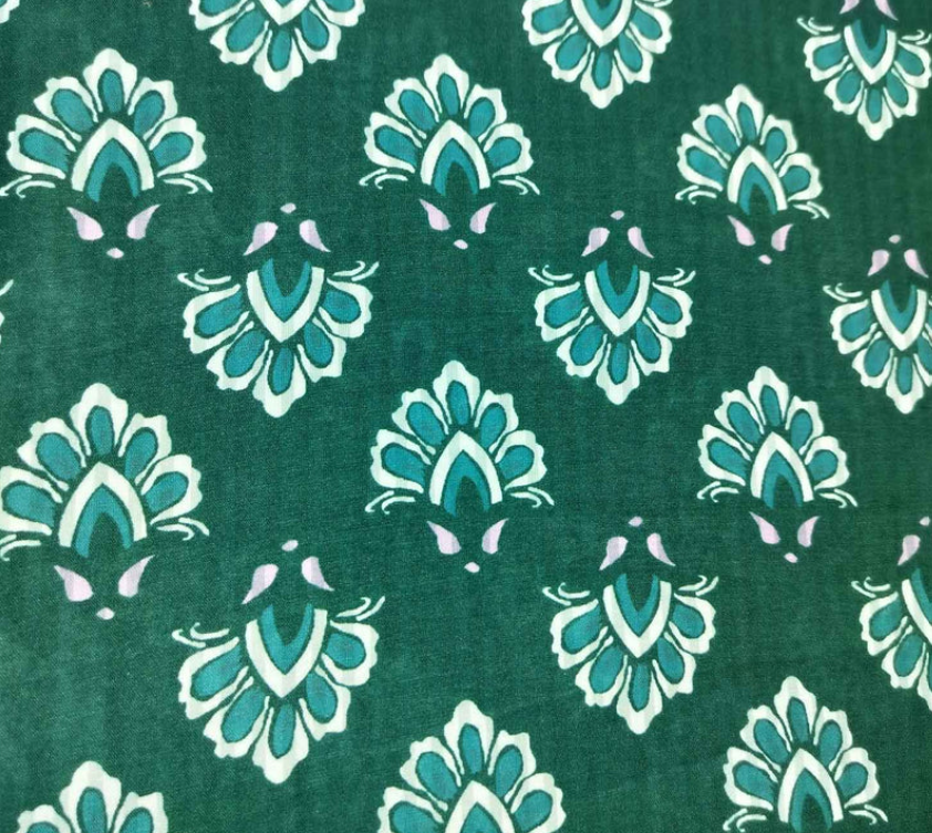 Green Floral Print Modal Satin Fabric MTF-20006