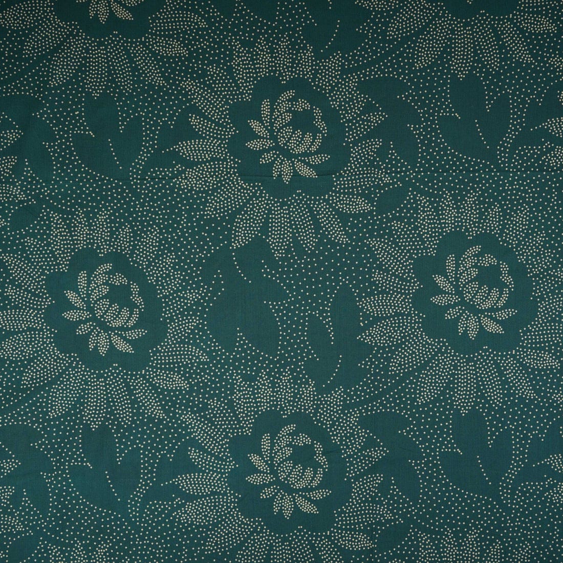 Dark Green Bandhani Print Cotton Fabric