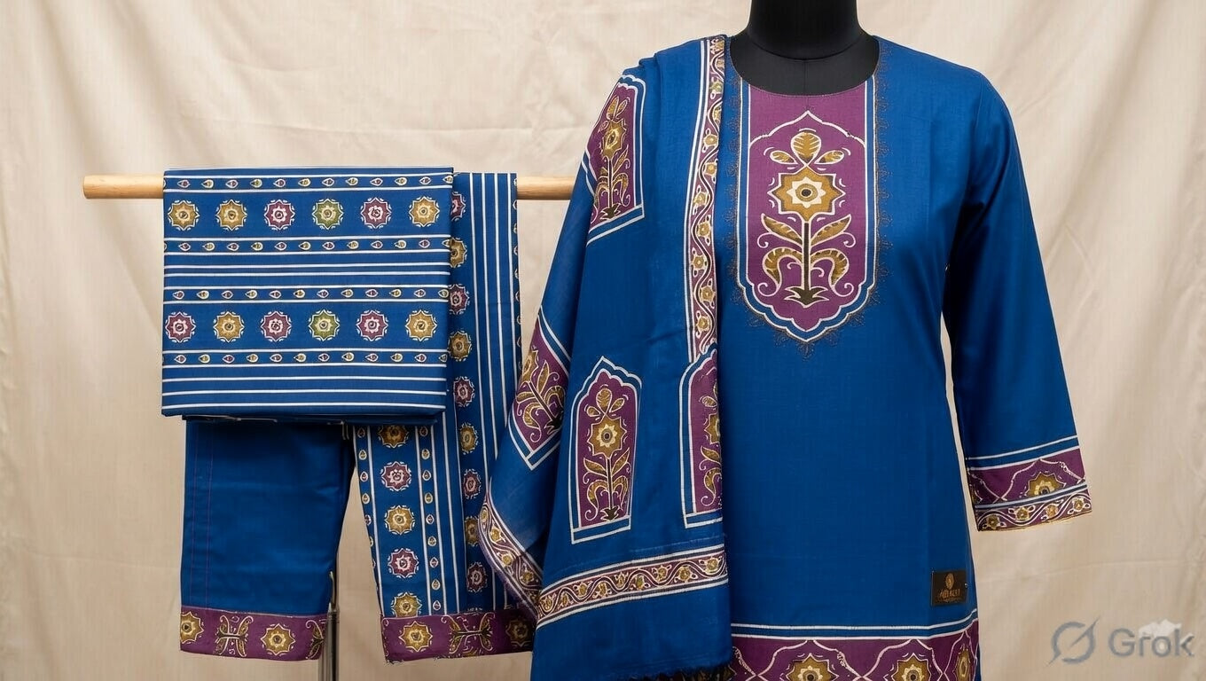 Blue Ajarak printed&nbsp;Mul Cotton