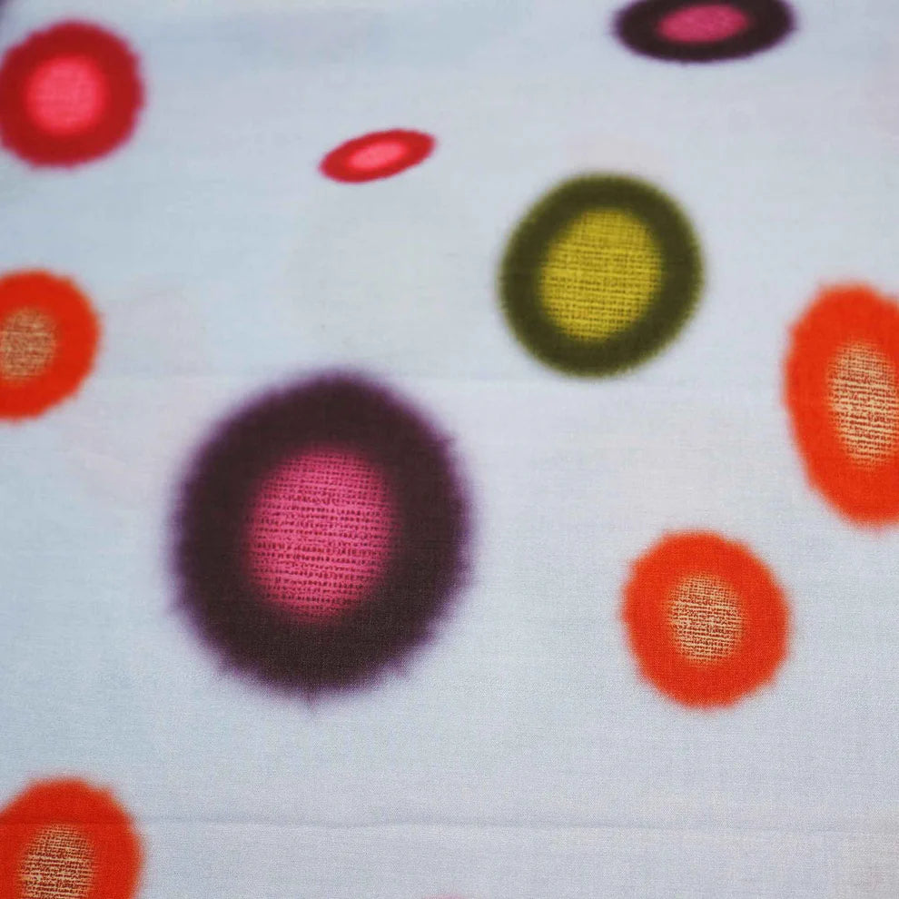 Powder Blue Multicolor Polka Dot Print Muslin Fabric TU-136