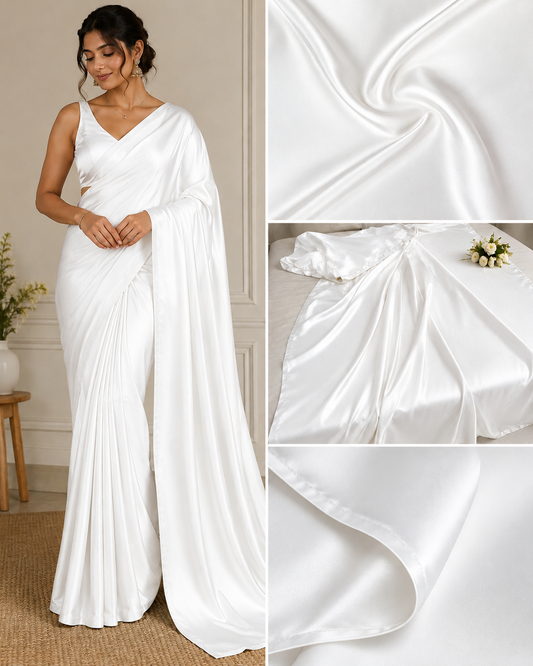 White Solid Modal Satin Fabric TU-128