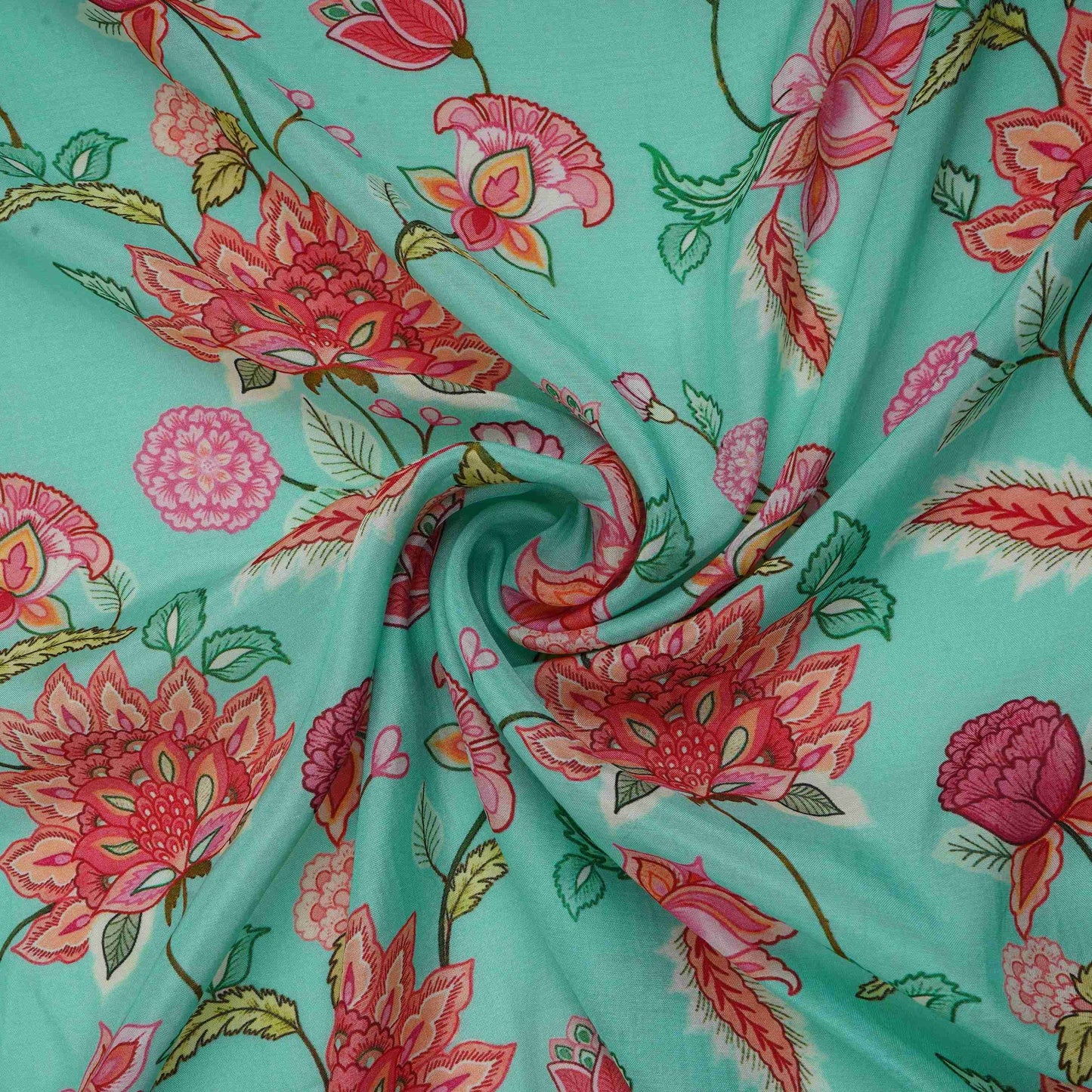 Light Blue Floral Cutdana Chinnon Fabric AR-1010