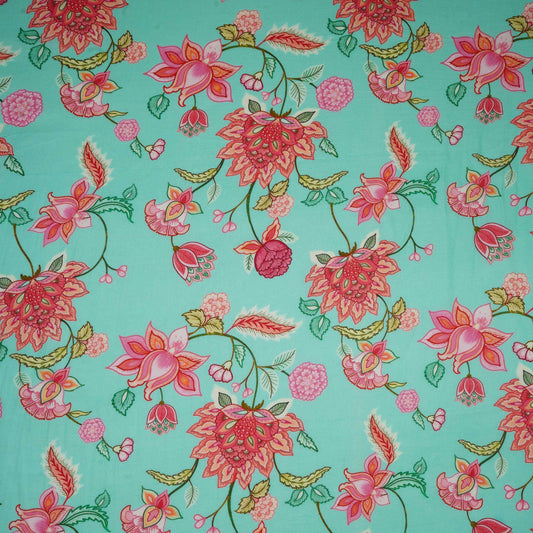 Light Blue Floral Cutdana Chinnon Fabric AR-1010