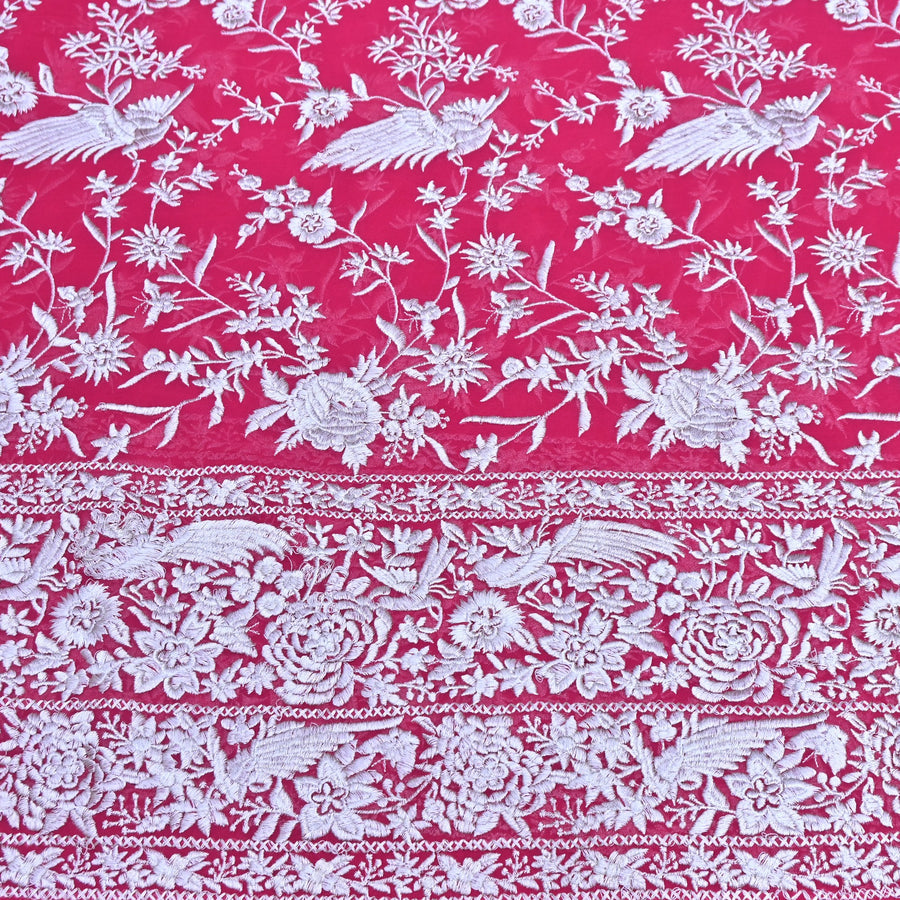 VISCOSE GEORGETTE PARSI EMBROIDERY FABRIC AR - 1018