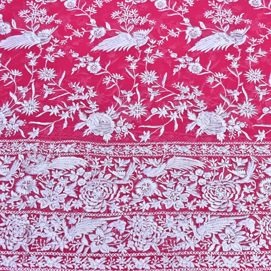 VISCOSE GEORGETTE PARSI EMBROIDERY FABRIC AR - 1018