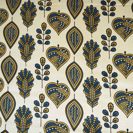 Cream Floral Print Mashru Silk Fabric