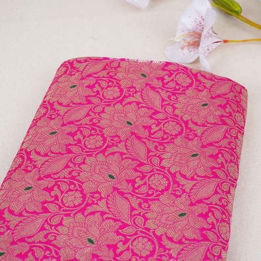 Pink Silver Jaal Brocade Fabric