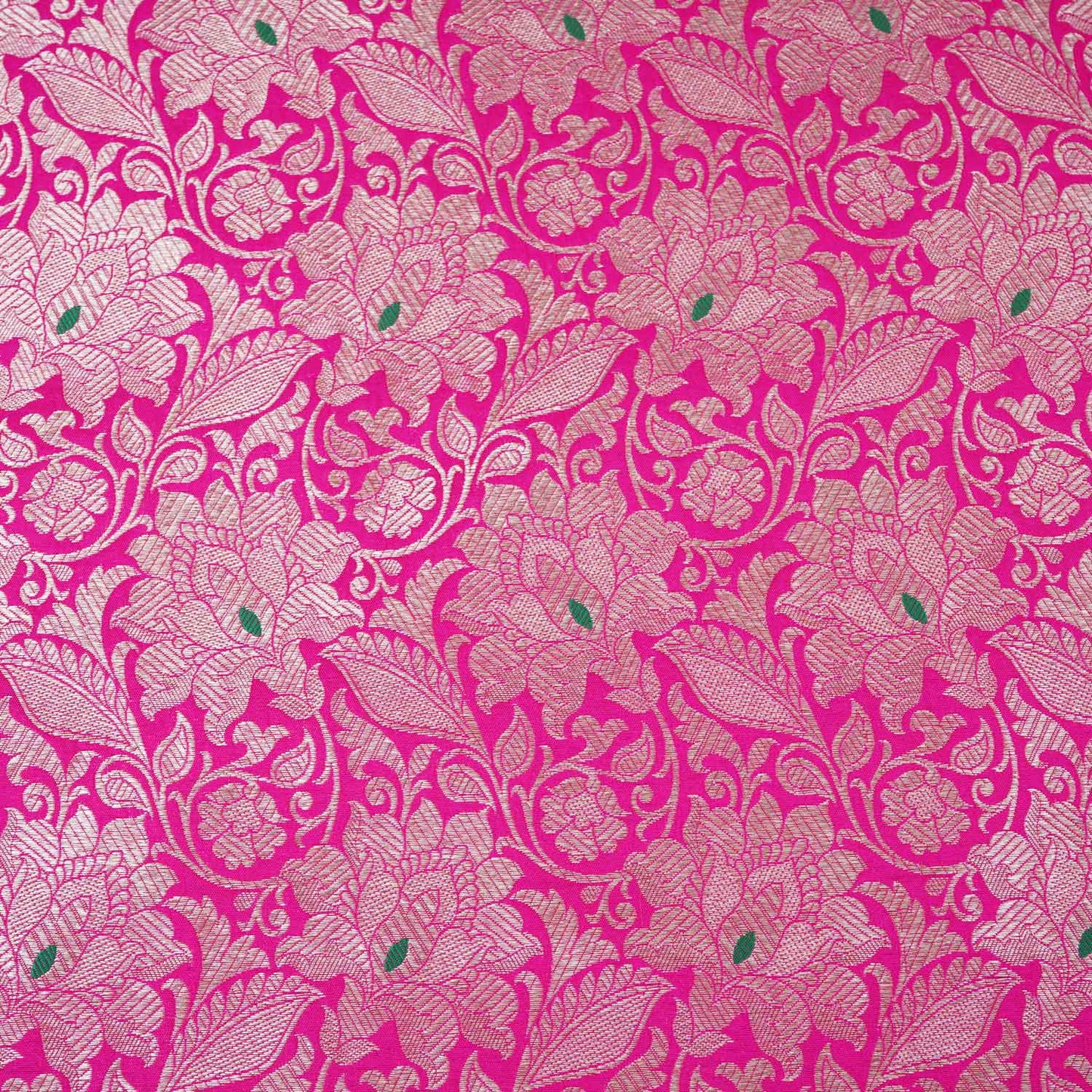 Pink Silver Jaal Brocade Fabric