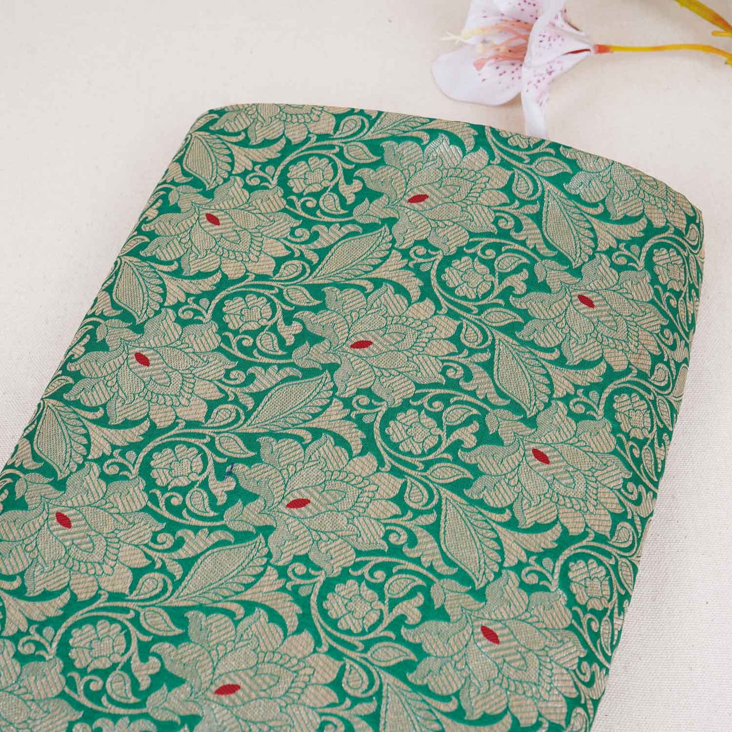 Green Silver Jaal Brocade Fabric