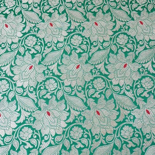 Green Silver Jaal Brocade Fabric