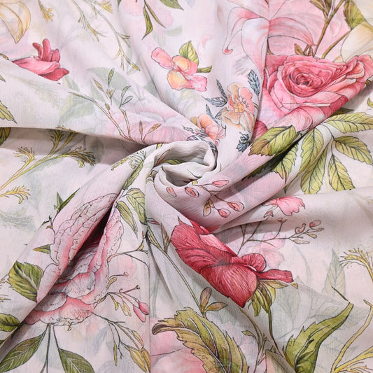 Floral print cotton linen fabric