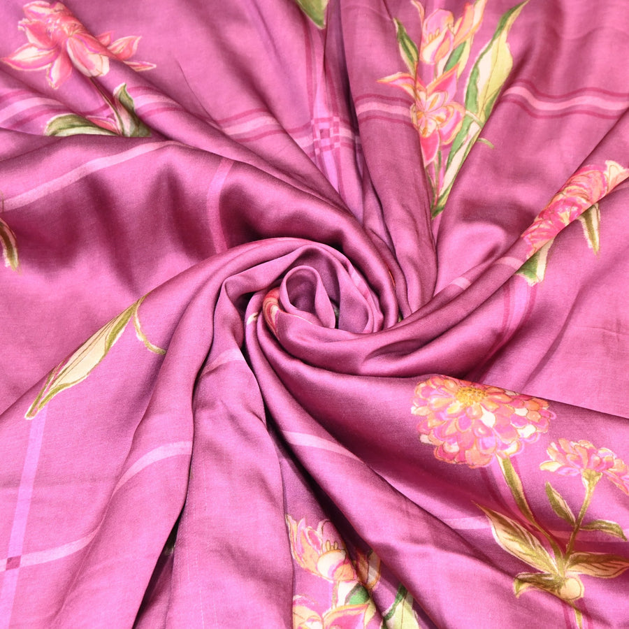 Floral Print Bemberg Satin Fabric