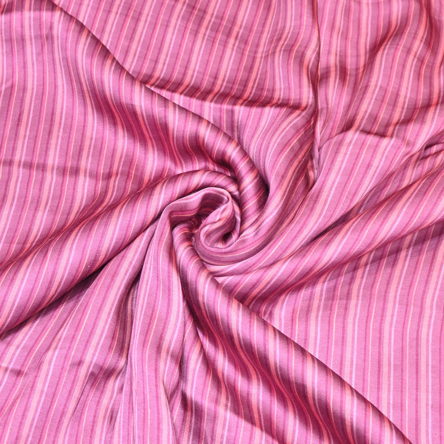 Stripes printed Bemberg satin fabric