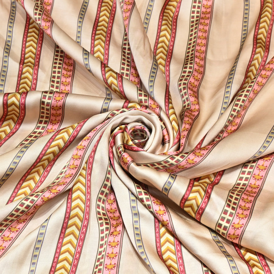 Stripes print Bemberg satin Fabric