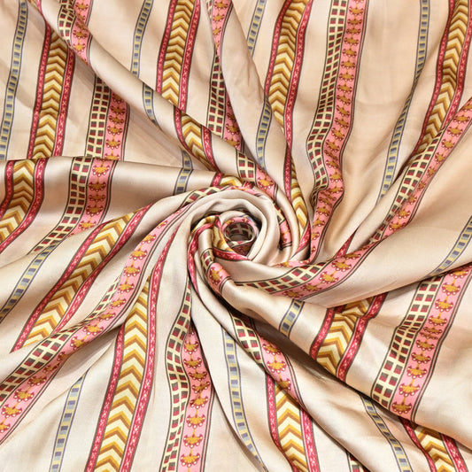 Stripes print Bemberg satin Fabric
