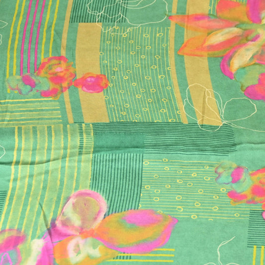 Floral green and pint Bemberg satin print