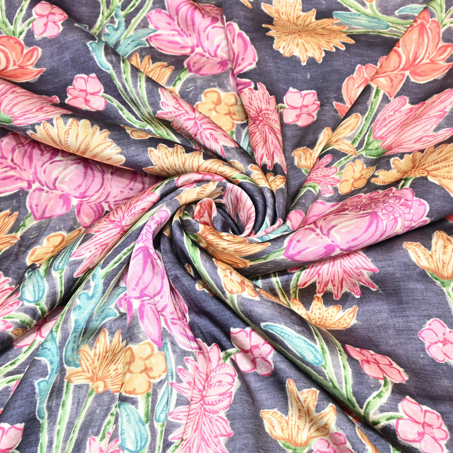 Floral Print Bemberg Satin