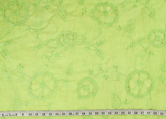 Pista Green Chanderi Fabric With All Over Thread Work And Organza Cutwork PG-104
