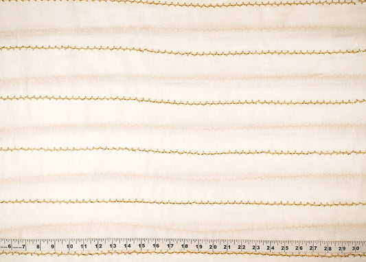 White Dyeable Georgette Fabric With All Over Stripes of Sequins And Katdana Work PG 21490
