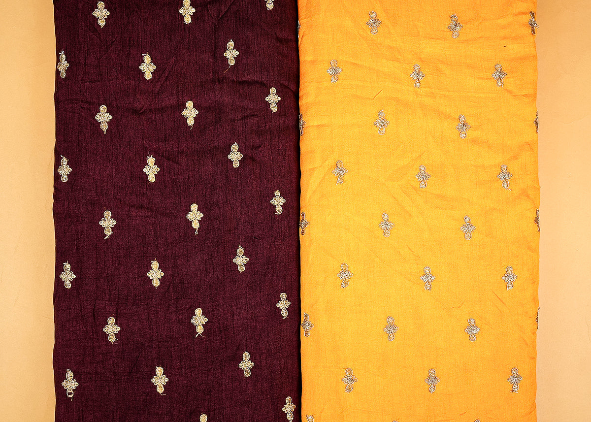 Yellow Radiance Silk Fabric with All-Over Buti of Zari and Sequins PG 11836