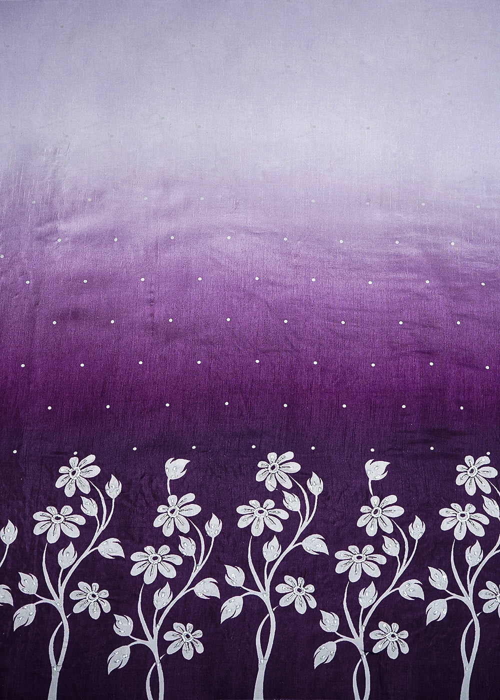 Dark Purple Silk Fabric With All Over Ombre Shade And Floral Print With Bead And Sequins Work PG 19965