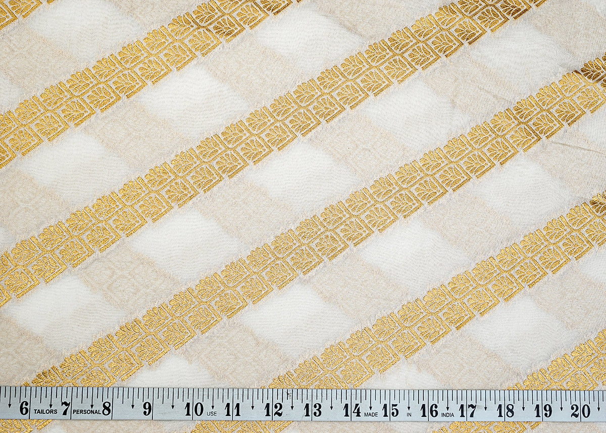Dyeable Chanderi Fabric with All Over Zari Strips Handloom PG 15077
