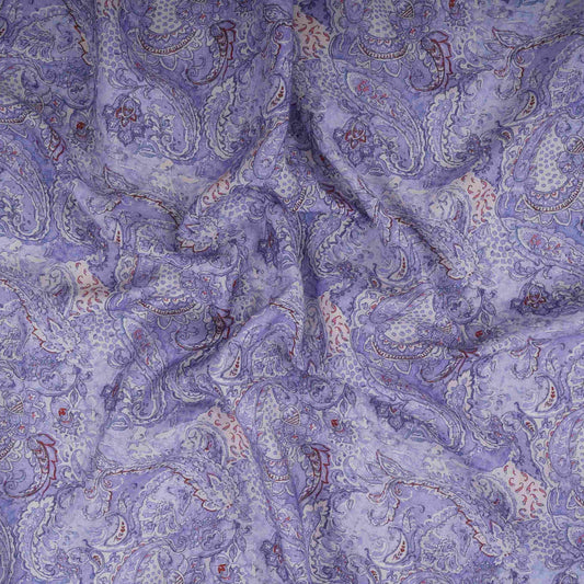 Lavender Floral Print Cotton Linen Fabric TU 30976