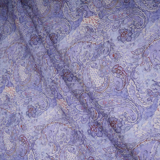 Lavender Floral Print Cotton Linen Fabric TU 30976