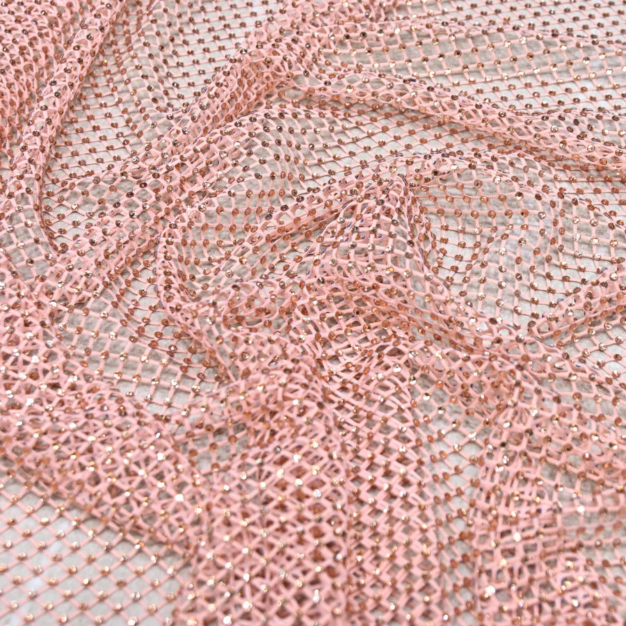 NET EMBROIDERED FABRIC WITH GRID SHIMMER RS-166