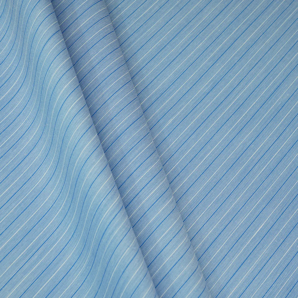 Blue &amp; White Stripes Print Poplin Fabric TU-159