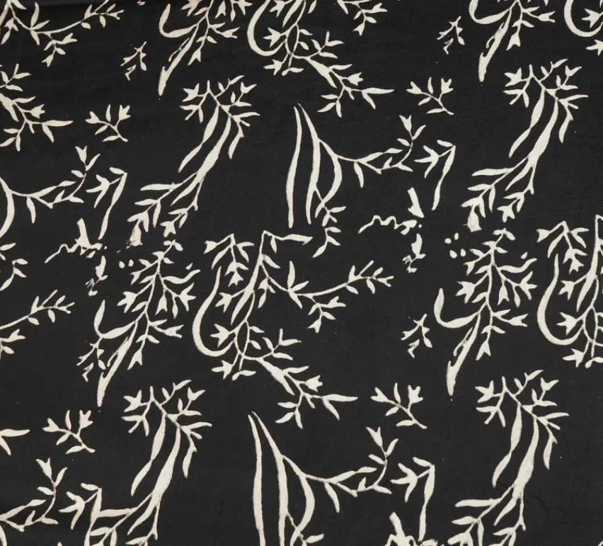 Black Floral Modal Silk Fabric ASK- 20007