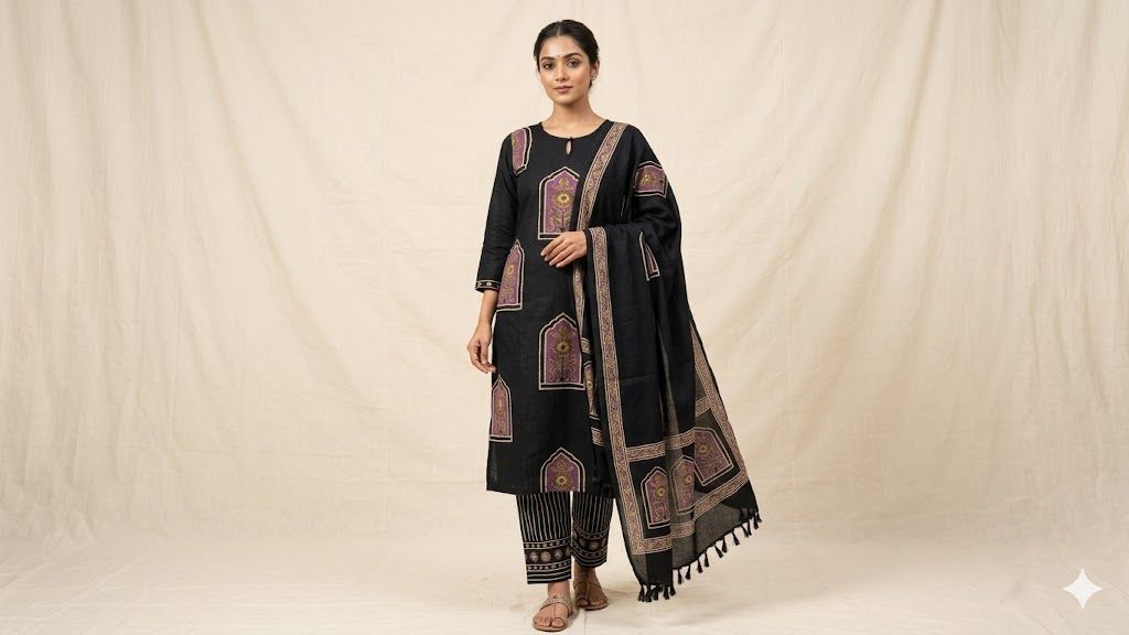 Mul cotton Ajarak printed 3pc suit    RA123