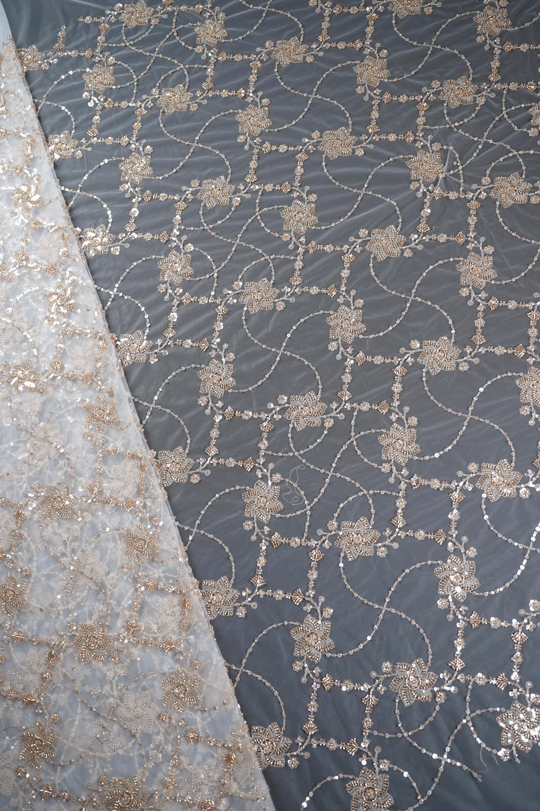 Imported Net With Sequence & Cutdana Embroidery PG-149