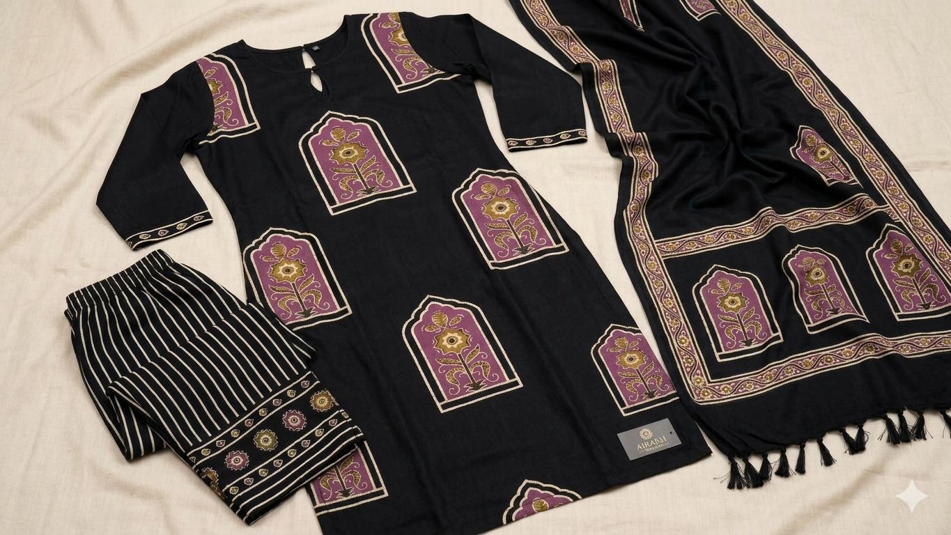 Mul cotton Ajarak printed 3pc suit    RA123
