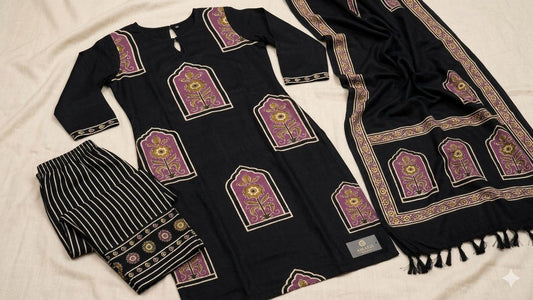 Mul cotton Ajarak printed 3pc suit    RA123