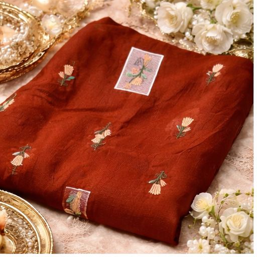 Premium Brown Mal Chanderi Fabric